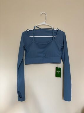 HALARA Blue Long-Sleeve Cropped Active Top